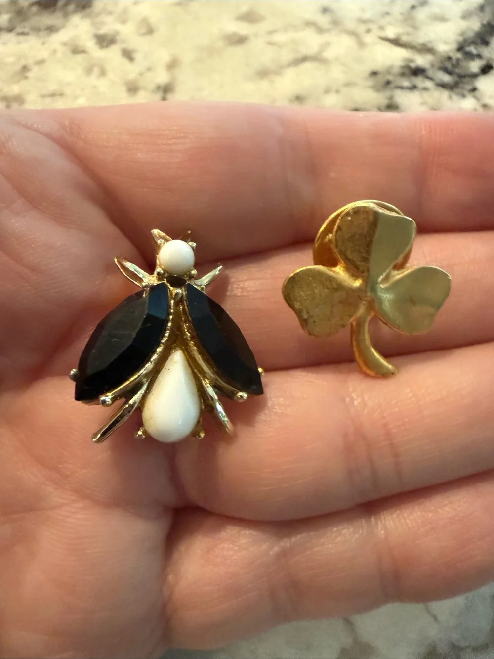 Lot of Six Gold-Tone Jewelry‎ pieces incl Monet Ecology Flag Charm Brooch Pins